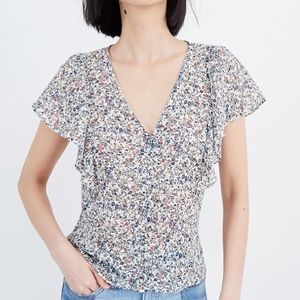 Madewell Flutter-Sleeve Top in Blossoming Vines